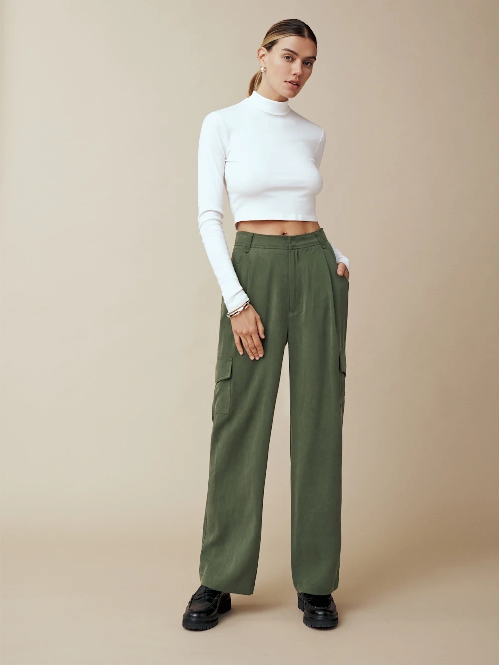 Reformation Jackson Straight-Leg Cargo Pant In Fern Size 8 - Picture 2 of 15